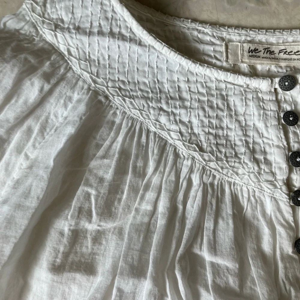 We the free peasant Cotton Button front Embroidered yoke‎ Loose Blouse